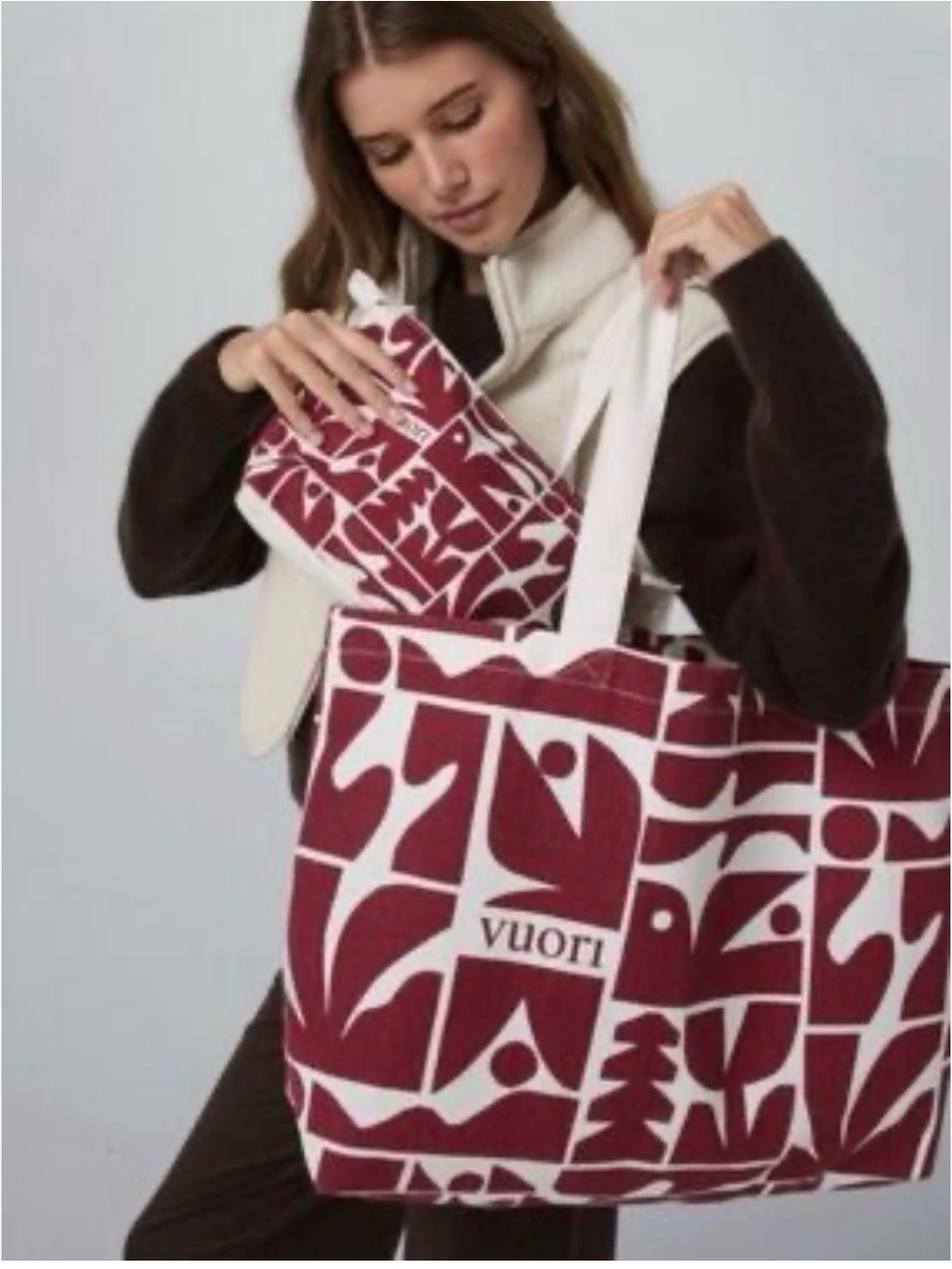 Vuori Maroon & White Graphic Tote (limited edition- *NWT)